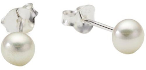 Vinani Ohrstecker kleine Perle weiß Sterling Silber 925 Ohrringe OPX