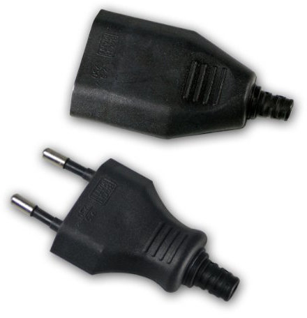 Set Europa-Kupplung & Stecker, schwarz, 250V/2,5A