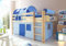 TiCAA Hochbett, Kinderbett Spielbett mit Treppe aus Kiefer Massivholz Bettgestell 90 x 200
