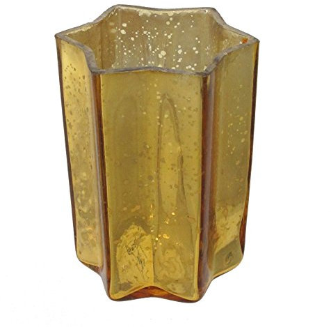 Unbekannt Glas Teelicht Stern ca 10 cm. Shabby chic Teelichtglas verspiegelt. In gelb - GOLD-39