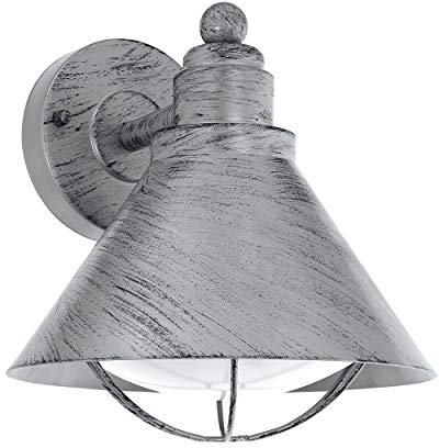 EGLO Außen-Wandlampe Barrosela, 1 flammige Außenleuchte, Wandleuchte aus Stahl verzinkt, Farbe: Silber-antik, Fassung: E27, IP44
