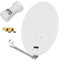 hb-digital SAT Anlage Set: 60cm Spiegel von Opticum Schüssel aus Stahl in hellgrau + Single LNB UHD 101 W in weiß von hb digital 1 Teilnehmer DVB-S/S2 FullHD 3D 4K Ultra HD + 2X F-Stecker vergoldet