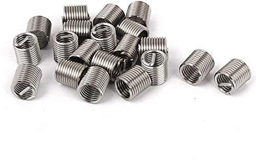 sourcing map Filet rapporté Insert Fileté Filetage Réparation M8 x 1,25 mm x 2D 304 acier inox spirale 20pcs