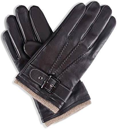 YISEVEN Herren Lederhandschuhe Kaschmir Gefüttert Touchscreen Warm Echtleder Winter Handschuhe Lammfell Herrenhandschuhe Männer Autohandschuhe Geschenk, Braun XL/10.0