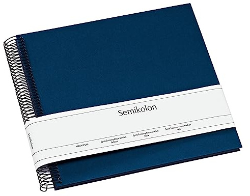 Semikolon 352914 Spiral Album Economy Medium - 23x22,3 cm - Fotoalbum, 40 Seiten schwarz, Fotobuch, marine blau