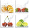 ARTLAND Wanddeko Küchenbilder Leinwand Bilder Set 4 teilig je 40x40 cm Quadratisch Wandbilder Obst Früchte mit Spritzwasser S6MJ