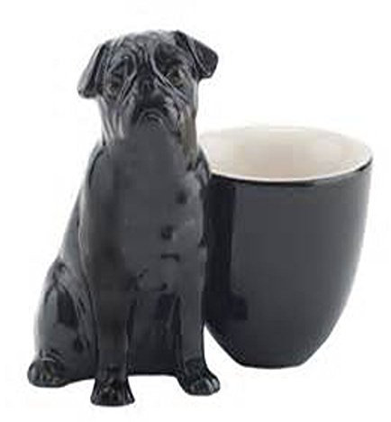 Quail Ceramics - Pug with Egg Cup - Black