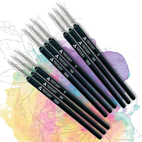 TRITART Pinsel für Acrylfarbe fein - 3 mal 3-er Pinselset zum Malen - Feine Malpinsel für Aquarell Acryl & Öl geeignet - Künstlerpinsel für Malen nach Zahlen