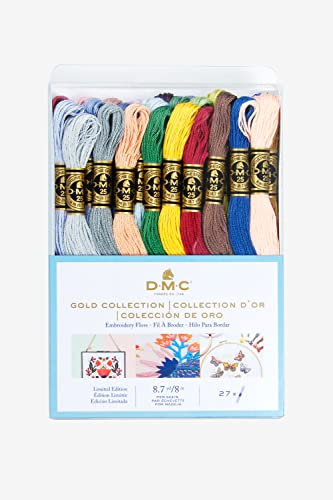 DMC - Mouliné Garnpack Goldkollektion, 100% Baumwolle - 27 Stränge Mouliné Spécial Art. 117MC, je 8 m lang | Made in France