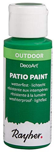 Rayher 38610430 Patio Paint, colore verde pino, bottiglia da 59 ml, vernice acrilica resistente alle intemperie, per esterni, resistente alla luce, colore per interni ed esterni, colore esterno