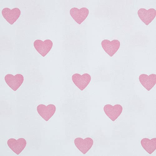HOMESCAPES Pure Cotton Furnishing Fabric - Small Hearts - Pink - 150 cm Wide - Printed on Thick Woven - for Upholstery Curtain Cushion Soft Furnishings Heavy Dress Material - Per Metre