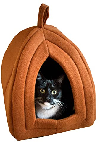 Petmaker Katzenhaus für den Innenbereich mit herausnehmbarem Schaumstoffkissen, Haustierzelt für Kätzchen und Kleintiere, braun