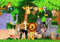 wandmotiv24 Fototapete Party, Urwald, XXL 400 x 280 cm - 8 Teile, Wanddeko, Wandbild, Wandtapete, Tiere, Wald, Kinderzimmer M0260
