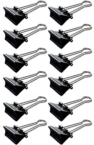 MAUL Foldback-Klemmer schwarz 12er Set 15 mm für Büro | kräftiger Federstahlgriff, bis 50 Blatt, kompaktes Format, ideal für Schule Küche Homeoffice, schnell sortierte Unterlagen