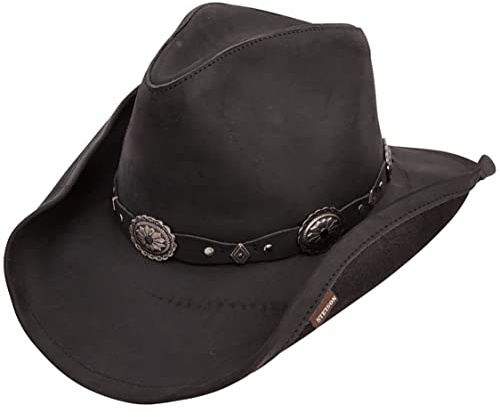 Stetson Unisex-Erwachsene Roxbury Westernha, formbar, Leder Cowboy-Hut, schwarz, X-Large