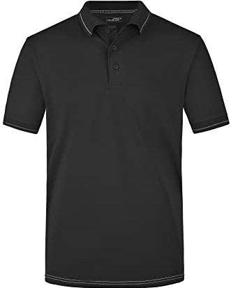James & Nicholson Herrenpolo Elastic - Sportlich geschnittenes Poloshirt mit Frischeausrüstung | Farbe: black/white | Grösse: S