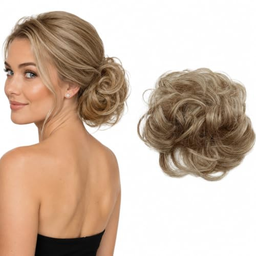 CAISHA Haarteil Haargummi Dutt Gewellt Messy DM15cm Erdbeerblond Mix G13A