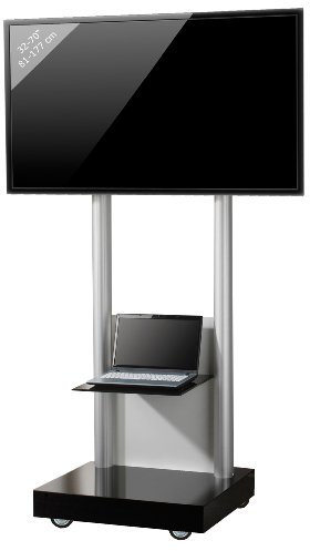VCM Rollwagen TV Standfuß Rollen Fernseh Wagen Ständer rollbar Monte Visolo2 Schwarzglas