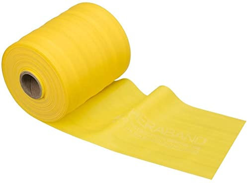 TheraBand Latex-Free Resistance Band for Pilates, Home Gym, Rehab, Professional Physical Therapy & Fitness Equipment, Resistance Training, 22.9 Metre, Yellow, Light