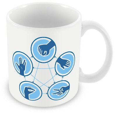 Humorous Mug - Rock, Paper, Scissors, Lizard, Spock (Big Bang Theory)