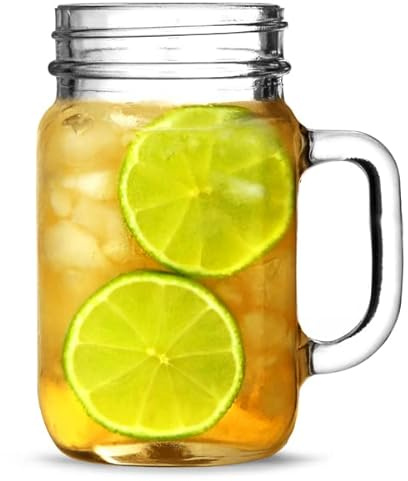 bar@drinkstuff Mason Drinking Jar Glasses 16.5oz / 490ml - Case of 24 Vintage Glass Jars for Creative Drink Service