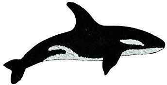 Akachafactory Gesticktes-Aufnäher Patch Flagge Backpack Ork Wal Hai zum Aufbügeln