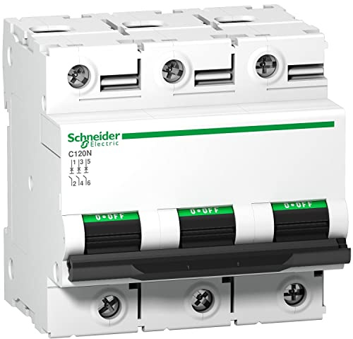 Schneider A9N18365 C120N 3P 80A C MCB Miniature Circuit Breaker, White