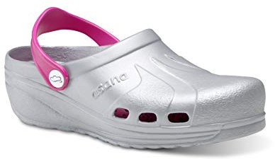 FELIZ CAMINAR - Zuecos Sanitarios Asana Plata/Fuxia, 39
