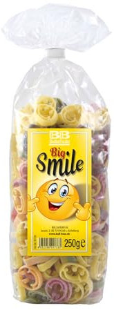 Bull & Bear bunte Smiley Nudeln, 250g, Motivnudeln aus Hartweizengrieß, handgefertigt in deutscher Manufaktur, Pasta Geschenk
