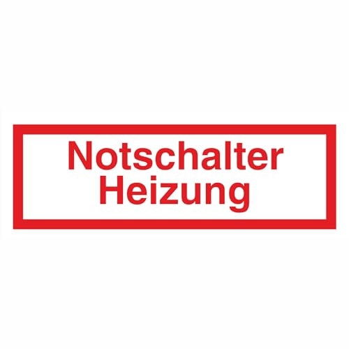 Indigos UG Aufkleber Notschalter Heizung Hinweisschild zur Betriebskennz - 8x3 cm - selbstklebender Sicherheits Aufkleber für Tür oder Wand - Warnschild für Gebäude, Hotel, Büro, Firma, Haus, Praxis