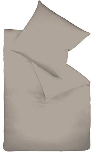 fleuresse Uni-Colours Bettwäsche-Set, Mako Satin, 100 Prozent Baumwolle, Fb. Taupe, 155 x 220 cm