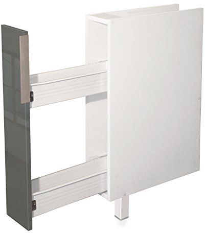 Berlioz Créations CE15BG Unterschrank für Küche mit Gewürzregal, in grauem Hochglanz, 15 x 52 x 83 cm, 100 Prozent französische Herstellung