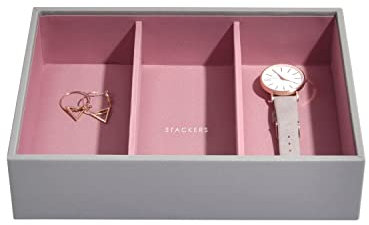 Stackers Schmuckkästchen für Uhren/Zubehör, mittelgroß, Grau/Rosa