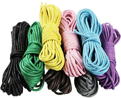 EDGEAM 8PCS Multicolore Cera Band di Filo di Cotone Cerato per Collare Collana DIY Gioielli (2 MM, Multicolore)