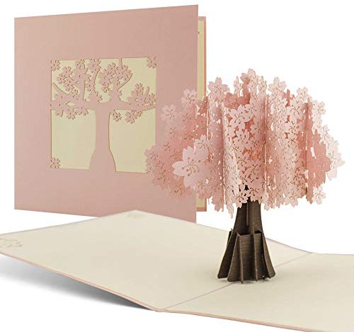 Karte zum Muttertag mit Kirschbaum, schöne Karte für den Frühling, Glückwunschkarte, Geburtstagskarte, Geschenkkarte, Pop-Up-Karte, F09