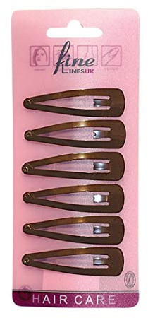 6 X Bendy Snap Hair Clips/Metal Sleepies/Hair Grips/Tic Tac Hair Clips (Brown (6151))