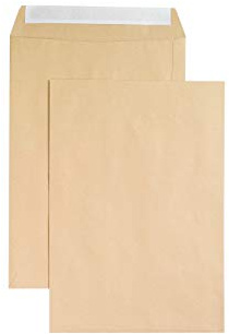Versandtaschen, Papier, ohne Fenster, selbstklebend, 120 g/qm, DIN B4, 250 Stück, natronbraun