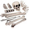 Boland 74391 - Skelett Bausatz, 12-teiliges Deko Set, 1 Totenkopf und 11 Knochen aus Kunststoff, Halloween Deko, Partydeko, Tischdeko, Weiß