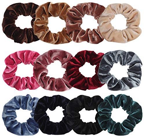 Kurtzy Haargummis Scrunchies Samt (12 Stk) – Weiche Samthaargummi für Frauen, Haarband Skrunchy Scrunchie für Glatte, Wellige, Lockige, Krause, Lange, Dicke und Dünne Haare – Bunte Haar Gummis