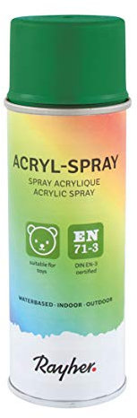 Rayher Hobby Spray peinture acrylique mat, vert sapin, 0,55 x 0,55 x 1,7 cm, 200 ml, DIN EN71-3, base aqueuse, séchage rapide, multiples surfaces, intérieur, extérieur, décoration, rénovation-34145444