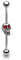 Paula & Fritz® Industrial Ohr-Piercing Toten-Kopf Schädel Chirurgenstahl 38mm Stab-länge 1.6mm Dicke Silber Schwarz Zirkonia Barbell Bar