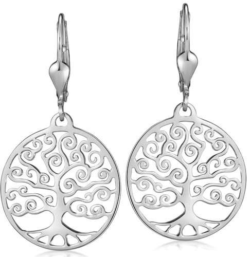 Materia Lebensbaum Ohrhänger Silber 925 - Brisuren Ohrringe hängend rund SO-250