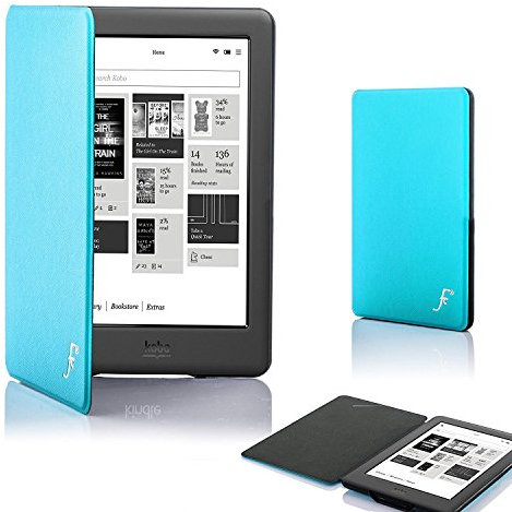 Forefront Cases Étui pour Kobo Glo HD (et Kobo Touch 2.0) (Modèle: 2015) - Mince et Léger, Fonction Automatique Veille/Réveil Intelligente Étui, Coque (Housse) de Protection - Bleu Ciel