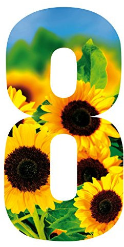 WHL Pack of 3 Wheelie Bin House Numbers - Sunflower Number 8