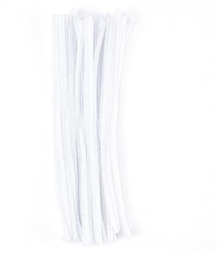 Vaessen Creative 1601-010 Pfeifenreiniger zum Basteln und Dekorieren, Cheniulle, Weiß, 30 x 0.8 x 0.1 cm, 50-Einheiten
