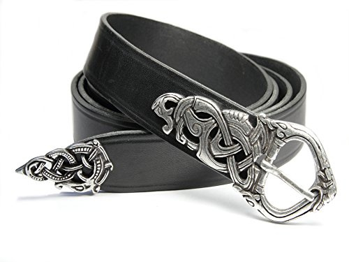Auroris Mittelalterlicher Gürtel 165 x 3 x 0,3 cm schwarz mit Schnalle und Riemenzunge