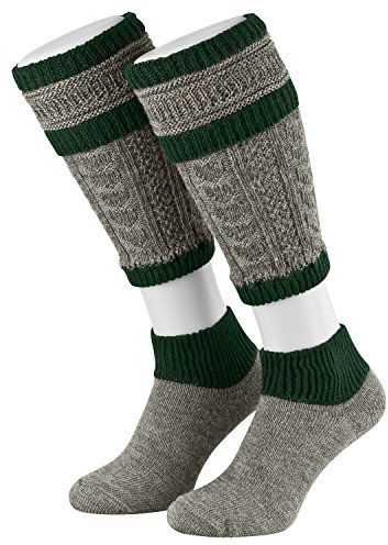 Piarini Grau Tanne 2 teilig Loferl Trachtenstrümpfe Trachtensocken Wadenwärmer Herren Zopfmuster Gr. 43 44