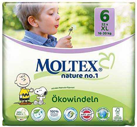132 St. MOLTEX Nature No1 Ökowindeln Babywindeln XL Gr 6 (16-30 kg) 6x22St