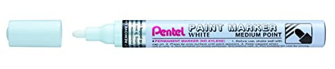 Pentel MMP10 Paint Marker, Medium 4.5mm Bullet Tip, White Ink (Pack of 12)