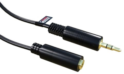 rhinocables - 3.5mm Gold Stereo Extension Jack Cable | Male to Female Extender Lead | Compatible with Tablets, Phones & Headphones | Secure Audio Connection | 5m, Black